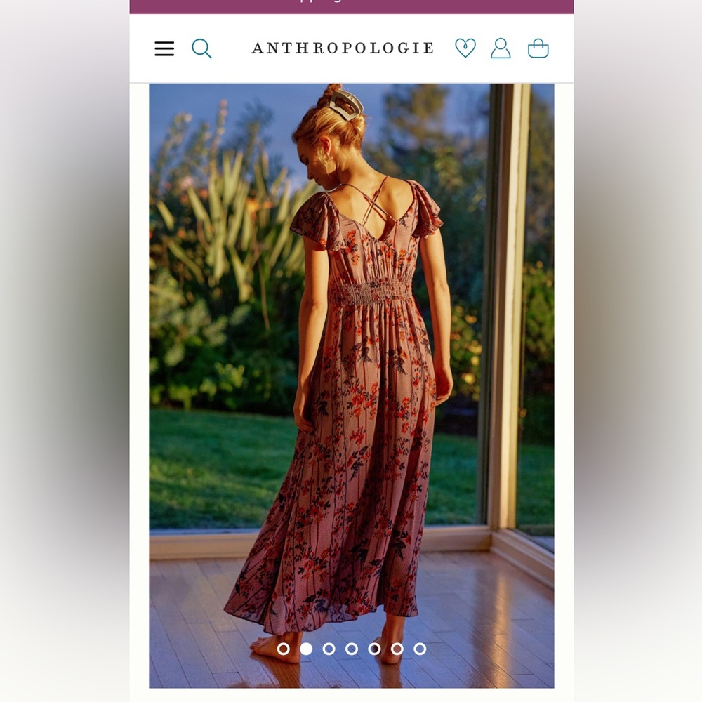 Anthropologie Flutter Sleeved Midi Cross Back Lil… - image 2